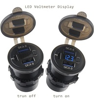 Carregador Veicular USB C PD + QC 3.0 Duplo com Voltimetro e Chave Liga/Desliga - Carregamento Rápido 12V - imagem 3
