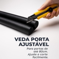 Veda Porta Duplo Anti-Insetos e Poeira - Kit 2 Protetores 80cm - Isolamento Térmico/Acústico - Preto - imagem 5