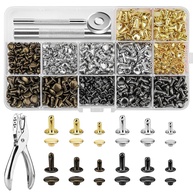 Kit 480 Rebites Duplos para Couro DIY: 3 Tamanhos, 4 Cores e Ferramentas Completas - imagem 1