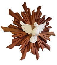 Divino Espírito Santo com Raios Duplos em Madeira Artesanal - 35 cm - Decoração Espiritual Mineira - imagem 1