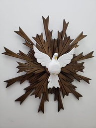 Resplendor Espírito Santo em Madeira 60 cm - Raios Duplos com Pomba Central - imagem 4