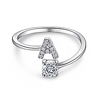 Anel de Letra em Prata 925 com Zircônia – Elegância Feminina e Durabilidade - imagem 1