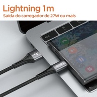 Cabo USB-C Basike 27W: Carregamento Rápido e Durabilidade Premium em Nylon Trançado (1 Metro, Azul Escuro) - imagem 5