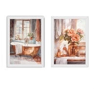 Kit 2 Quadros 18x24 cm para Banheiro e Lavabo Rose Gold - Decoração Elegante - imagem 2