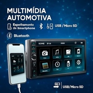 Central Multimídia MP5 7" 1Din/2Din: Espelhamento, Bluetooth e USB para seu Carro - imagem 3