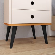 Mesa de Cabeceira Dream com 2 Gavetas e Pés Retrô - Estilo Moderno Off White/Cinamomo - imagem 4