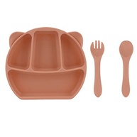 Prato Dividido para Bebê em Silicone com Garfo e Colher - 3 Compartimentos Seguro e Prático - imagem 2