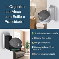 Suporte de Tomada Inteligente para Alexa Echo Dot 4ª e 5ª Geração - Preto | Organização e Design - imagem 3