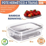 Kit 3 Potes Herméticos com Escorredor Plastil 500ml - BPA Free, 2 Travas e Anel de Vedação - imagem 4