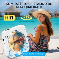 CD Player Portátil Bluetooth 5.1 com Som HiFi e Controle Remoto - Branco - imagem 4