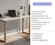 Mesa de Estudo 76cm com Pés de Madeira - Design Prático e Moderno para Casa e Escritório - imagem 4