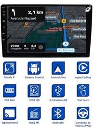 Central Multimídia Android 9" para Gol, Voyage e Saveiro G5 com Câmera de Ré - Preto - imagem 4