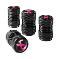 Pacote 4 Tampas Válvula Pneu Alumínio Rosa/Preto - Universal Carros, Motos e Bikes - imagem 1