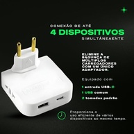 Adaptador Tomada Benjamin Articulado USB-C Bivolt 4 Dispositivos - Viagem e Casa - imagem 4