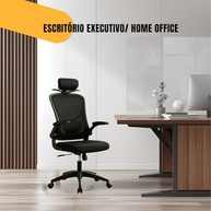Cadeira de Escritório Ergonômica com Estofado Mesh e Suporte Lombar Ajustável - Cor Preta - imagem 4