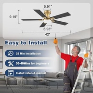 Ventilador de Teto Inteligente com Luz LED e Controle por Voz - 106,7 cm - imagem 3
