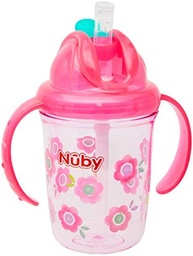Copo Nuby Tritan com Alça e Canudo Retrátil 240ml - Rosa | Seguro, Leve e Divertido para Crianças - imagem 2