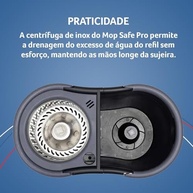 Mop Giratório Safe Pro com Centrífuga 360° e Refil de Microfibra - Limpeza Profissional em Todos os Pisos - imagem 4