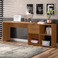 Mesa de Escritório em L com 2 Gavetas e 3 Nichos Office Nt 2060 Freijó Trend – Design Moderno e Funcionalidade - imagem 5