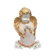 Escultura de Anjo da Guarda em Pérola Branca - Decoração Sagrada para Bebês e Crianças - imagem 2