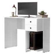 Escrivaninha com Suporte para CPU e 2 Gavetas – Mesa Moderna para Estudo e Trabalho (Branco) - imagem 1