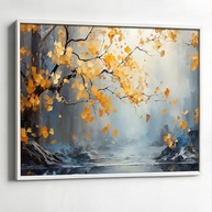 Quadro Decorativo Folhas Amarela com Moldura - Arte Impressão 4K para Sala e Quarto - imagem 4