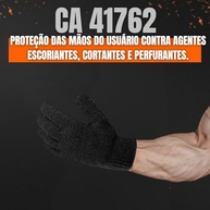 10 Luvas EPI PRETA Profissionais PJ E INDÚSTRIAS 4 fios Algodão COM CA - imagem 3