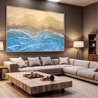 Quadro Decorativo com Moldura - Praia Mar Areia - Impressão 4K para Sala e Quarto - imagem 5