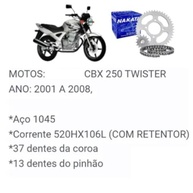 Kit Relação Nakata Cbx 250 Twister (01-08) com Retentor e Graxa Branca - Performance e Durabilidade - imagem 3