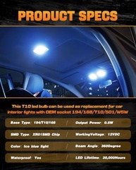 Luzes LED T10 W5W 194: Iluminação Potente e Duradoura para Seu Veículo - imagem 4