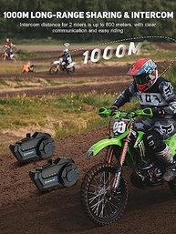 Moman H2 Pro: Intercomunicador Moto 1000m (2 Unidades) - Fibra de Carbono, Cancelamento Ruído DSP/CVC e FM - imagem 4
