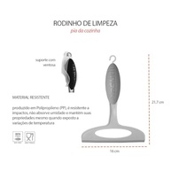 Rodo de Pia Cinza com Suporte Ventosa 16 cm - Limpeza Rápida e Prática - imagem 3