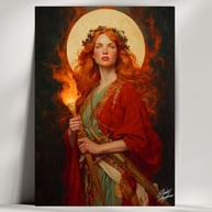 Quadro Decorativo Brigid Deusa - Estilo Mitologia, Wicca e Bruxaria | 28x20cm com Fita Adesiva - imagem 2