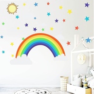 Adesivo de Parede Infantil Estrelas Arco-Íris - Decoração Divertida e Impermeável para Quartos de Crianças - imagem 4