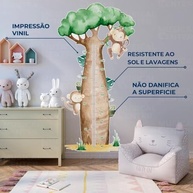 Régua de Crescimento Infantil Bichinhos da Savana - Adesivo Lavável e Seguro para Quarto de Bebê - imagem 5