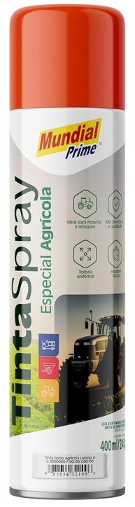 Tinta Spray Agrícola 400ml - MUNDIAL PRIME Laranja Kuhn | Alta Qualidade para Máquinas e Equipamentos - imagem 1