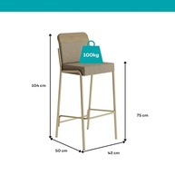 Kit 2 Banquetas Altas Modernas com Encosto Estofado - Design Bamboo e Dourado - imagem 3