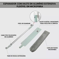 Espanador Dobrável com Microfibra - 150cm, Alumínio, Ponta Flexível e Lavável - Ideal para Cantos Difíceis - imagem 5