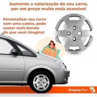 Kit 4 Calotas Meriva Aro 14 Prata - Design Grid Cubo Baixo e Fixação Segura - imagem 5