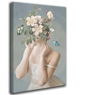 Quadro Decorativo Tela Grande - Arte Moderna com Silhueta e Borboletas | Decoração para Sala, Escritório e Espaço de Massagem - imagem 1