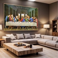 Quadro Santa Ceia com Moldura - Arte Religiosa Horizontal Grande para Sala e Quarto - imagem 5