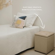 Puff Baú Cinza Suede - Organizador e Assento Confortável para Quarto e Sala - imagem 5
