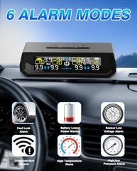 TPMS RV Atualizado 2025: Monitore Pressão de Pneu 0-9,9 Bar (144 PSI) com Alarme Solar e 6 Modos - imagem 3