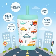 Copo Infantil Isolado Aço Inox com Canudo Silicone 340g - Ideal para Escola e Aventuras - imagem 3