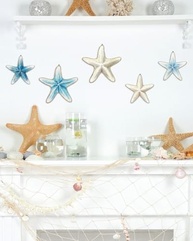 Conjunto de Decoração Náutica Estrela do Mar Azul e Branco – 5 Peças para Ambientes Costeiros - imagem 5