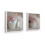 Kit 2 Quadros 18x18 cm com Flores Rosinha - Decoração Elegante para Banheiro e Lavabo - imagem 2