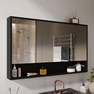 Armário de Banheiro com 3 Portas Espelhadas e Amortecedores Hefesto (Preto) - Organize seu Espaço com Estilo - imagem 2