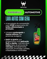 Shampoo Automotivo Barbarius com Cera e PTFE: Brilho Profissional e Proteção Duradoura (500ml) - imagem 2