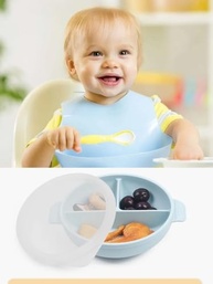 Pratinho com Tampa, Divisória e Ventosa em Silicone para Bebês - Seguro, Prático e Estiloso - imagem 3