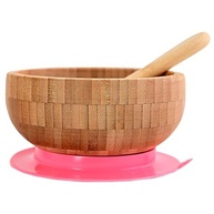 Tigela de Bambu com Ventosa Rosa - Segura, Sustentável e Ideal para Bebês - imagem 3